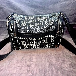 Michael Kors Branded Nylon Purse Black & White